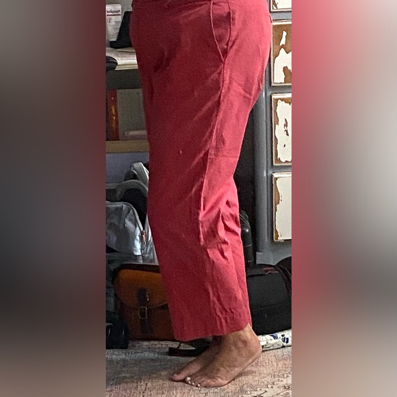 Lands’ End Womens 16 Solid Red Cotton Pants Classic Preppy Traditional Coastal - Picture 2 of 12